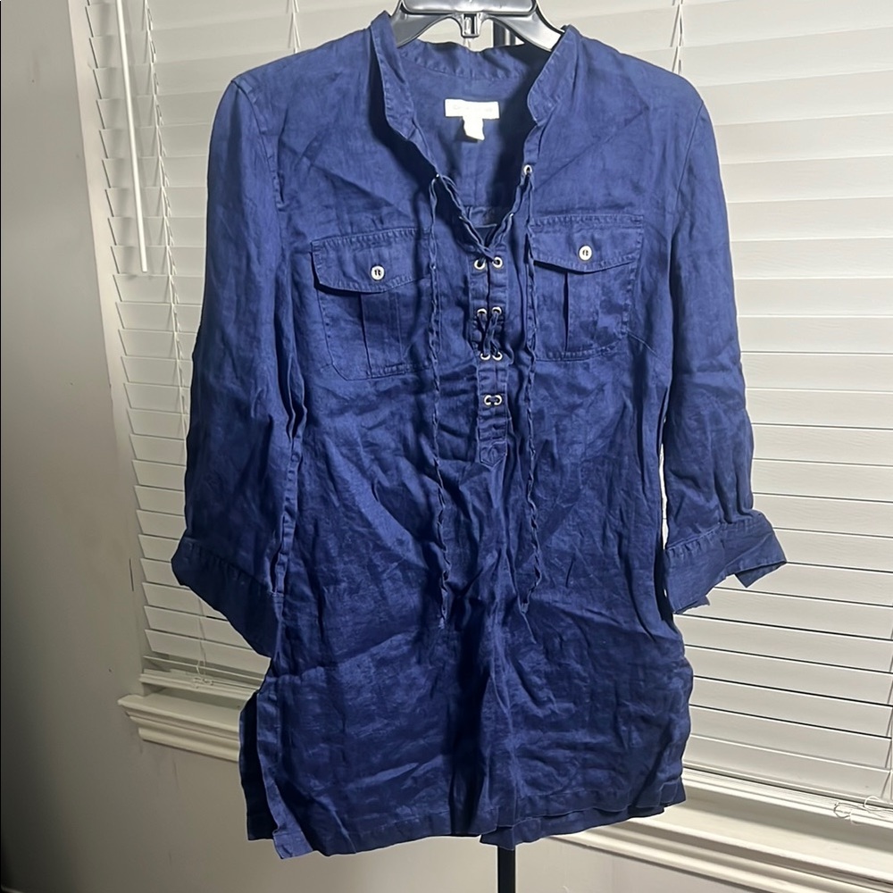 Charter Club Linen Shirt in Deep Blue